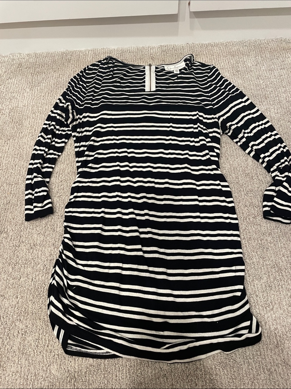 Black and White Striped Long Sleeve Maternity Shirt
